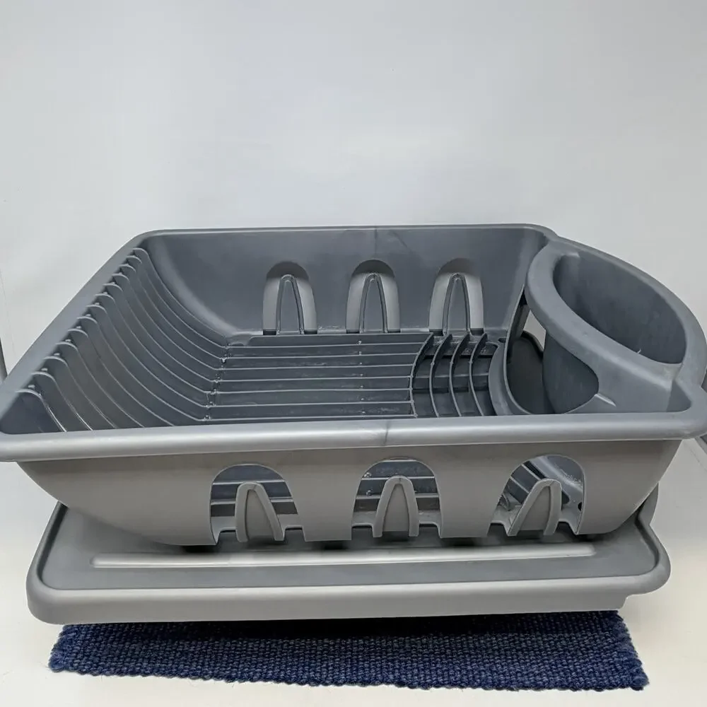 Vintage Sterilite 2pc GRAY Dish Drying Rack Drainer RARE